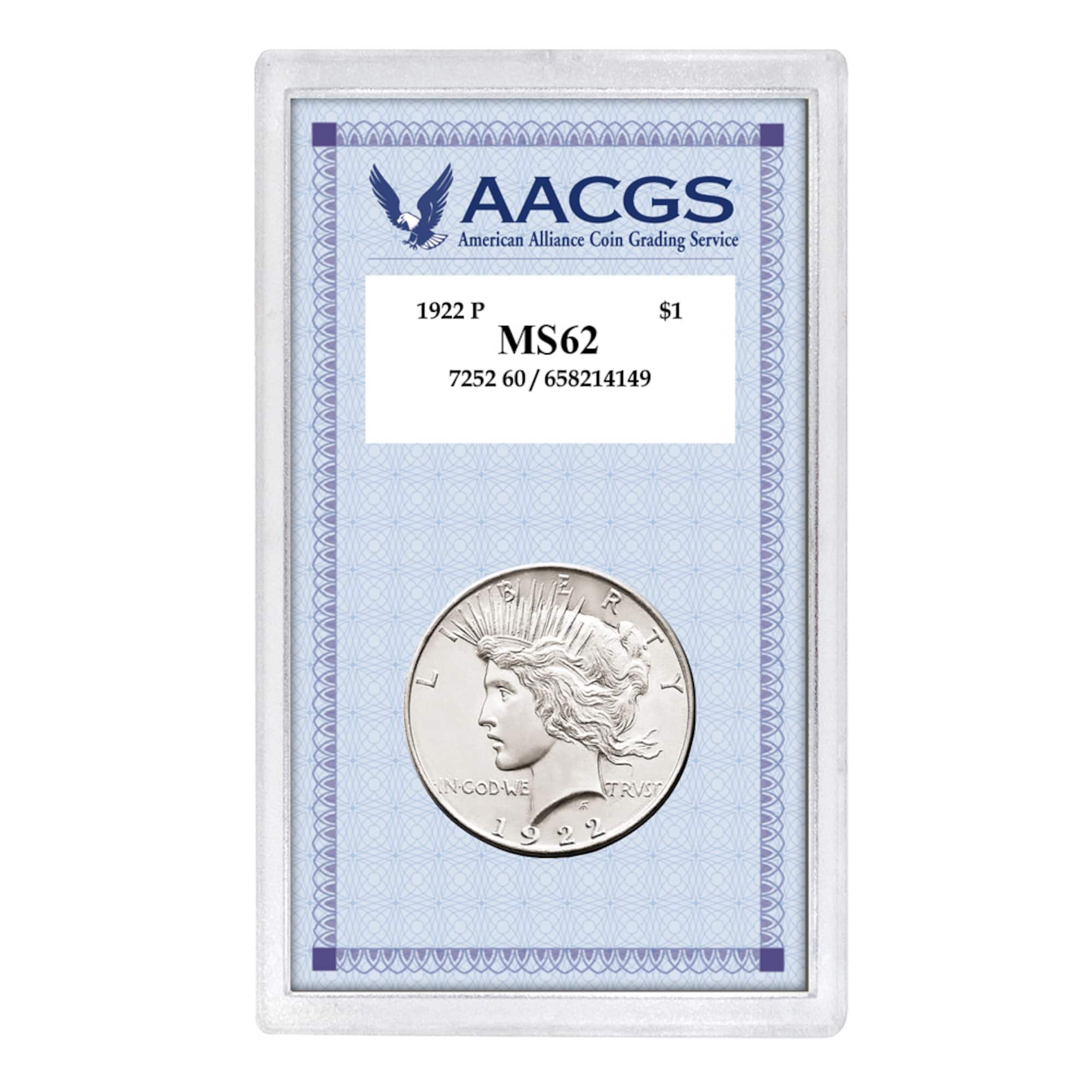 1922 Peace Silver Dollar Graded MS62